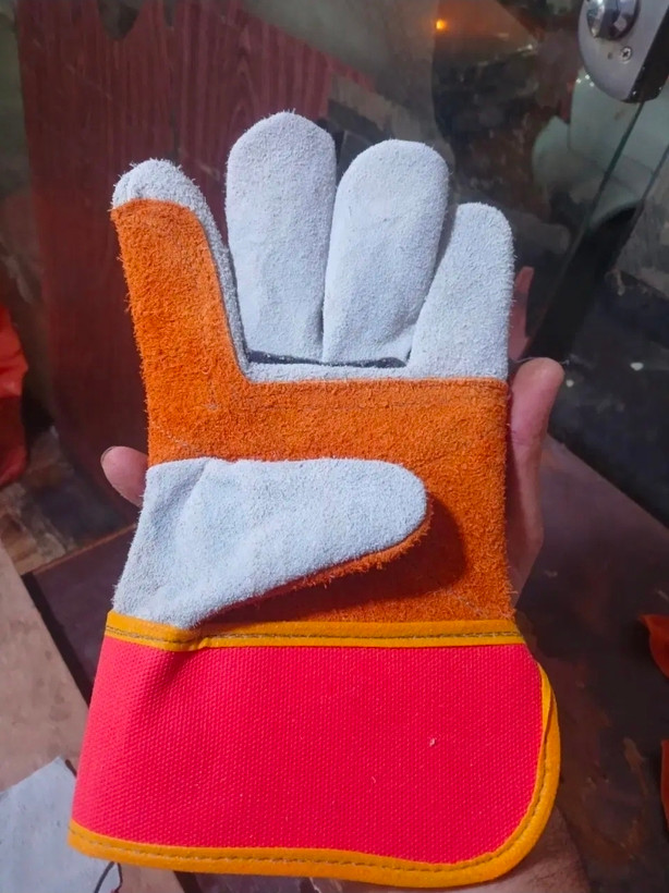 دستکش ایمنی چرمی کف دوبل / بسته 3جفت