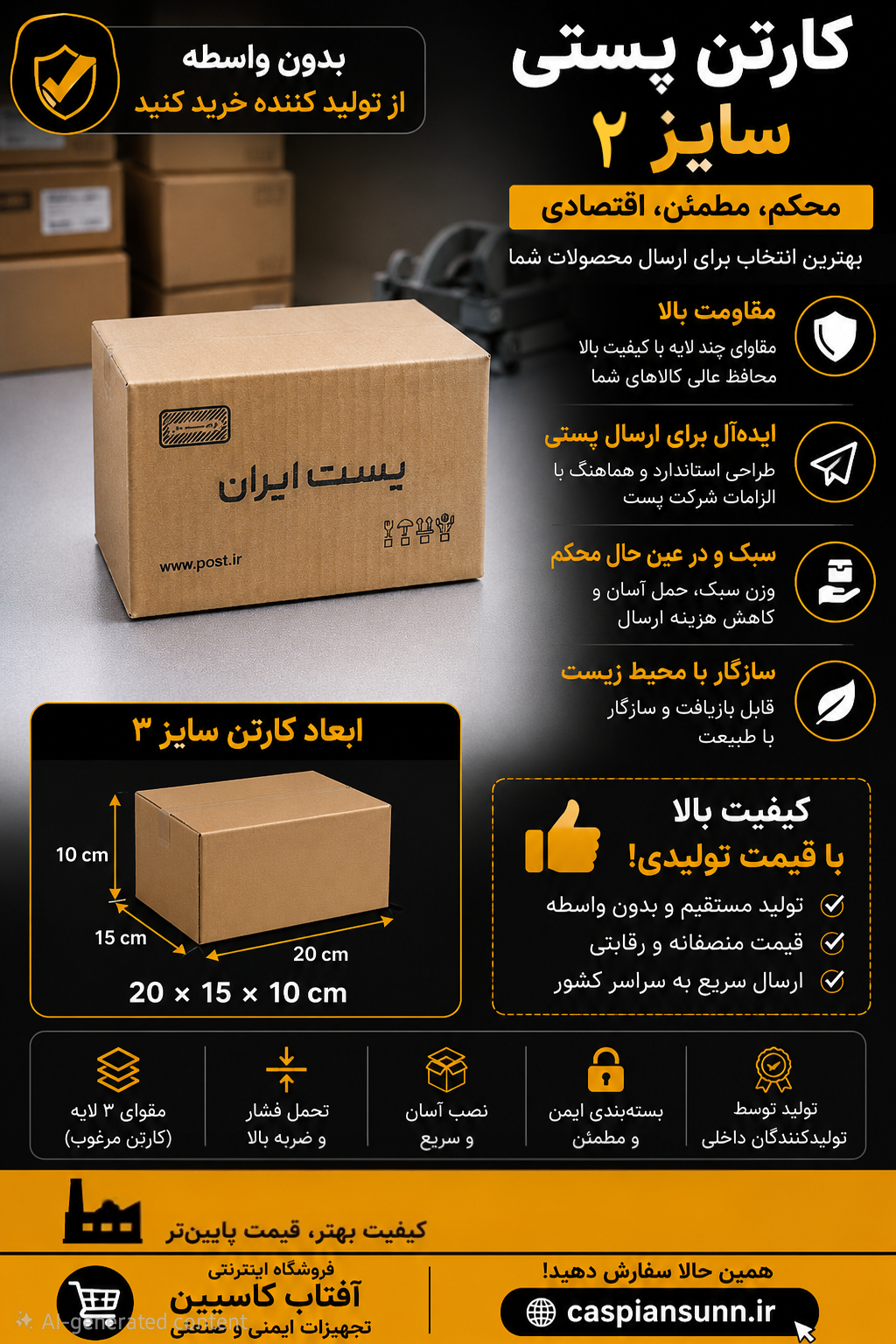 کارتن بسته بندی سایز  2 /بسته 25 عددی
